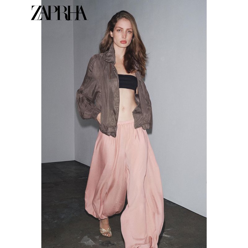 Zaprha 2025 Autumn New Women Sweet Versitile Fashion Mid Waist Loose Puffy Casual Trousers 2183243