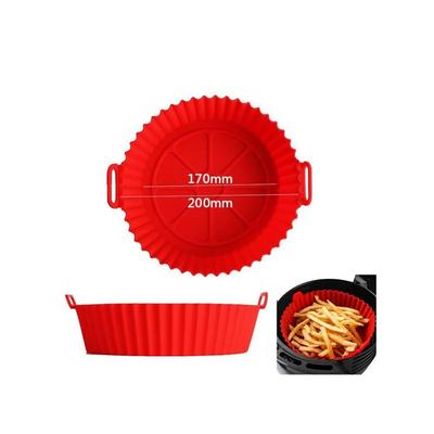 Fritadeira de silicone antiaderente, revestimento para assadeira, acessórios para forno, fritadeira de ar segura para alimentos, cesta reutilizável para fritadeira de ar resistente a assar, pacote com 2 de 17 cm