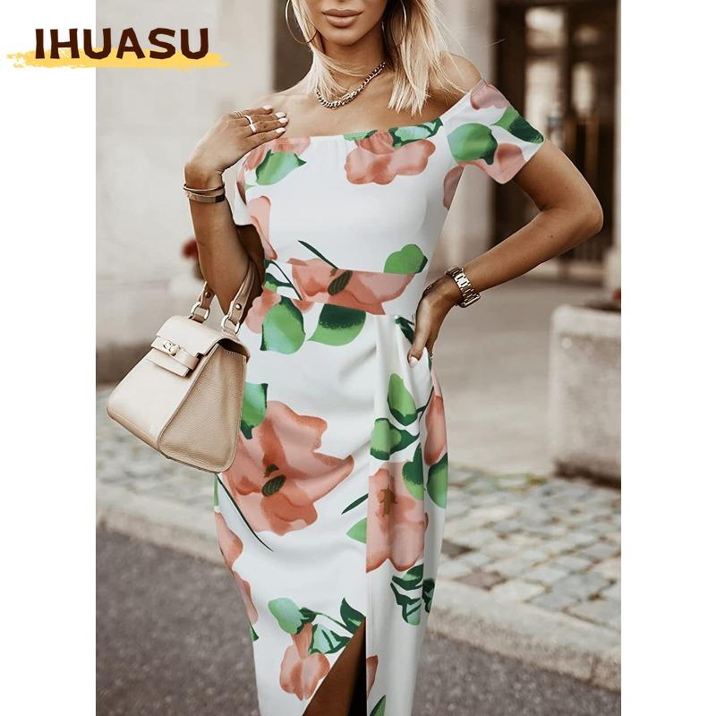 IHUASU Fashion Summer Spring Short Sleeve Casual Dresses