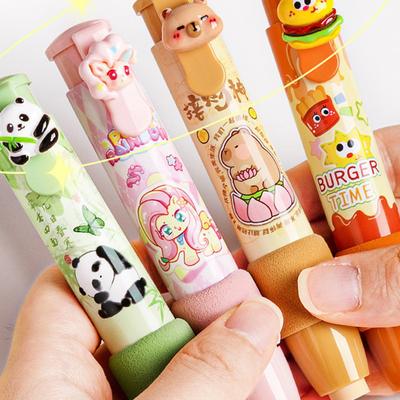 Creative Sliding Retractable Pencil Eraser Cartoon Capybara Slide Erasers Cute Student Rubber Eraser School Office Supplies