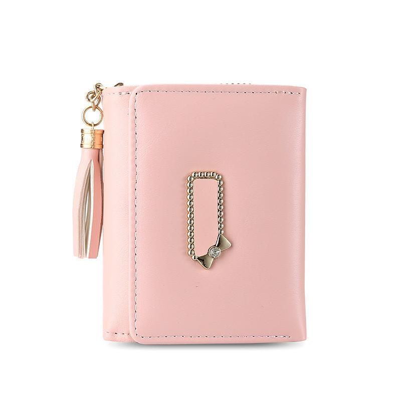 IELGY Women's Wallet PU Leather Short Mini Zipper Cartoon Three-fold Buckle Card Bag