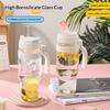 1000ml Cross Border Popular Large Capacity Flower Tea Cup, Straw Glass Cup, High Borosilicate Car Ice Cream Cup lijiao
