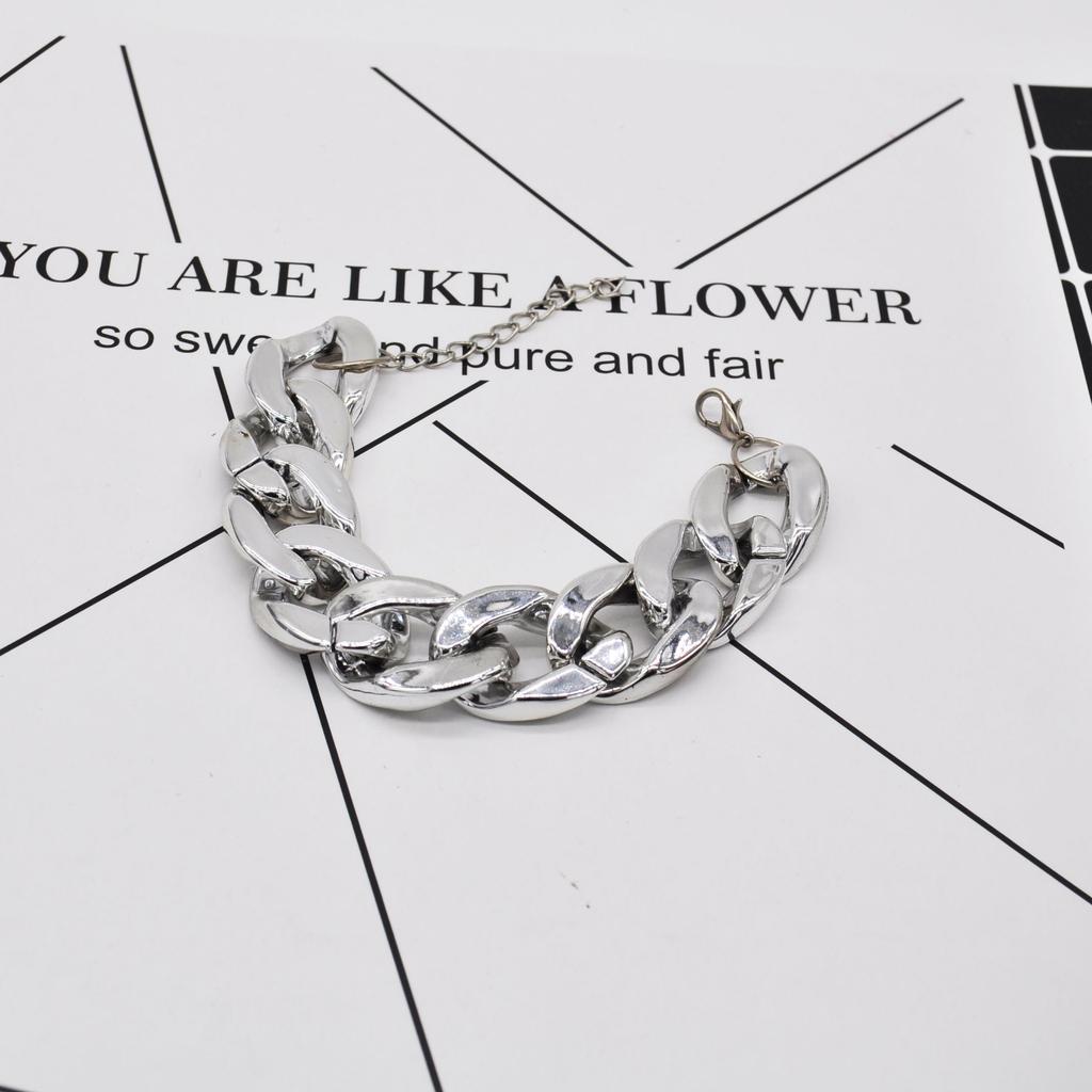 Accessories Punk Mixed Color Thick Chain Women'S Simple Hip Hop Single Layer Bracelet Short Versatile Bn752