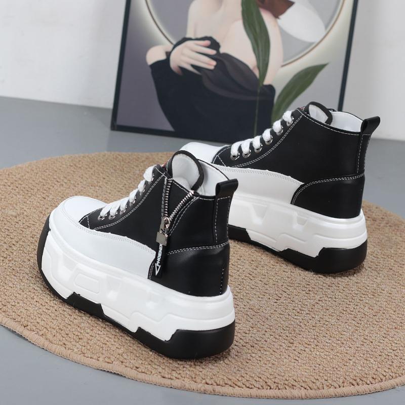 Mode 8CM Platå Sneakers för Kvinnor Höga Skor Kilklack Ankelstövlar Kvinnor Fritidsskor Vita Sneakers Promenadskor