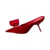 Salvatore Ferragamo Ferragamo Asymmetric Bow Velvet Pump Red