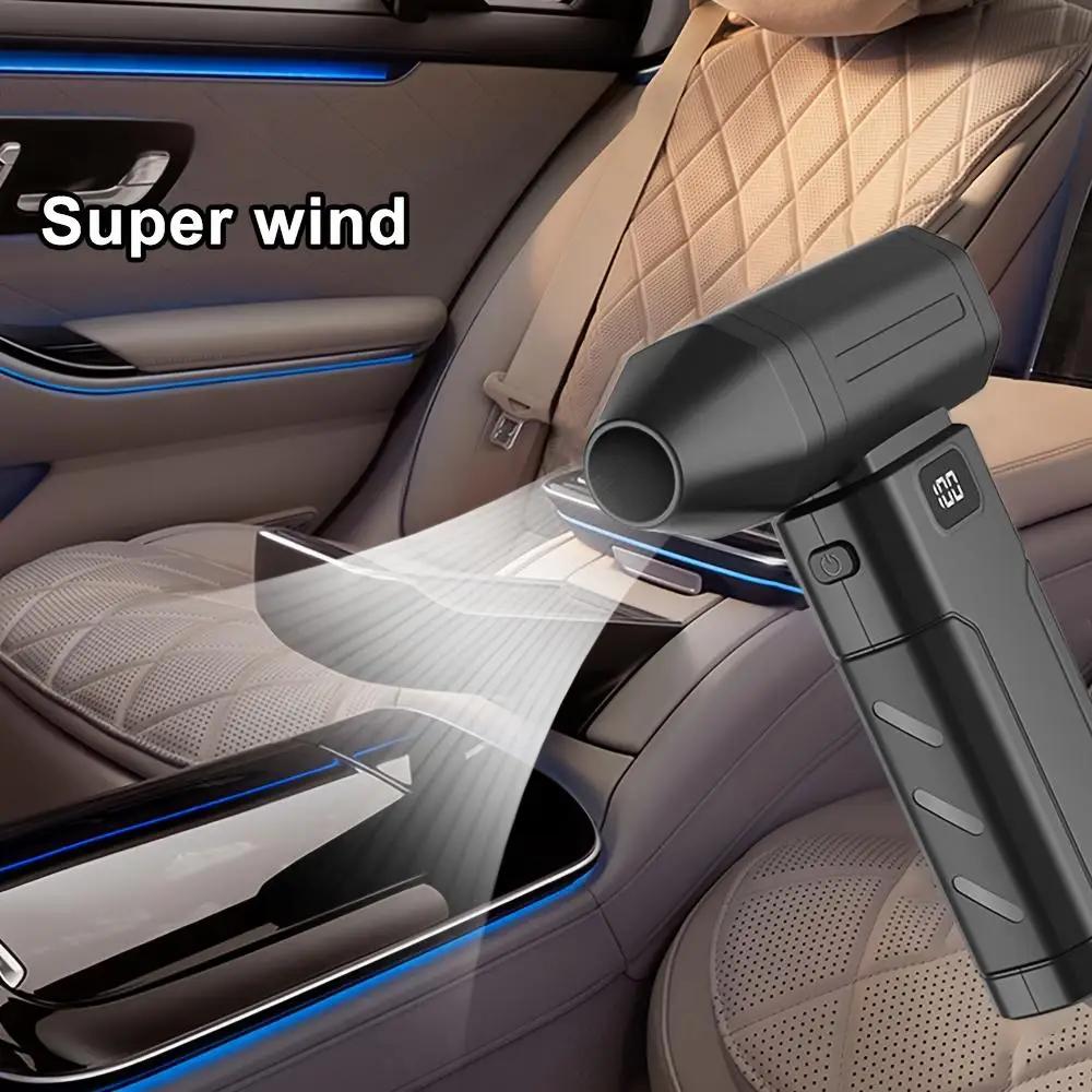 Leistungsstarker Luftgebläse-Fächer 80000 U/min mit Digitalanzeige, Tragbares Handheld-Turbogebläse, 52 m/s Wind, Bürstenloser Jet-Gebläse-Pistolenwerkzeuge zur Autoreinigung