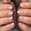 Blue Brown Polka Dot Cute Bow French Nail Art Summer Stylish Short False Nails Detachable Finished Fake Nails Press on Nails