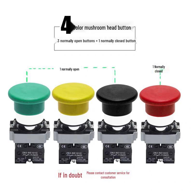 XB2 Flat Head Emergency Stop Mushroom Knob Self-Reset Key Switch