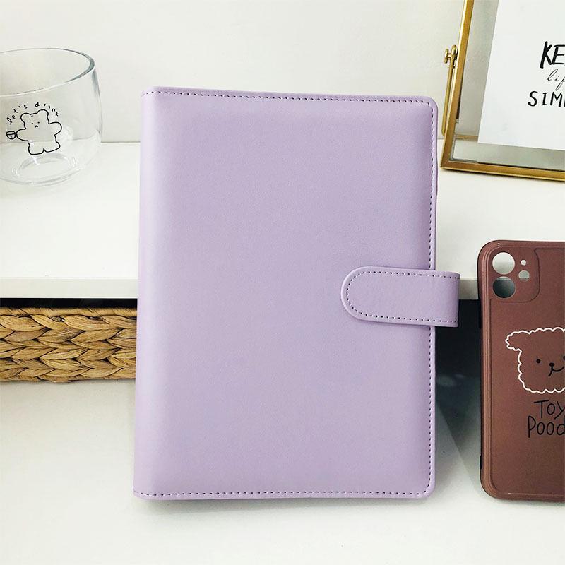 

Блокнот-планировщик на кольцах формата А5 из однотонной макаронной ПУ-кожи - Простой деловой стиль