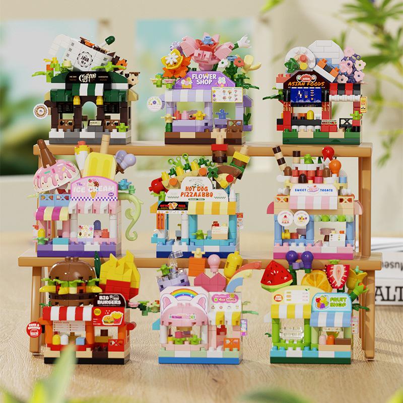 2025 New Celebrity Champagne Rose Potted Plant Model: Educational Building Blocks Toy Gift