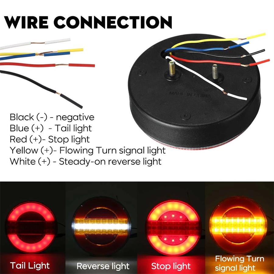 2 Pcs Trailer Van Truck LED Tail Light Flowing Turn Signal Lamp Brake Stop Light