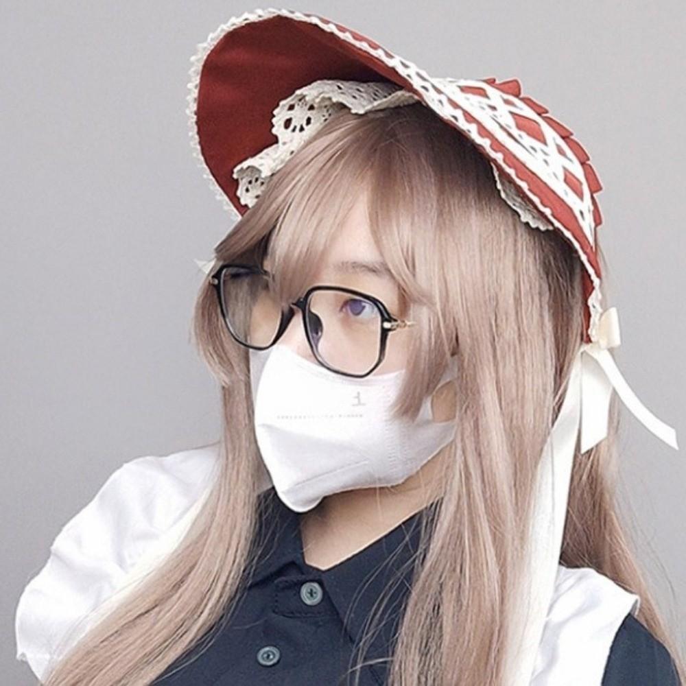 Bow Lolita Bonnet Cap Ruffle Lace Hat Tea Party Victorian Headpiece Cosplay Accessory