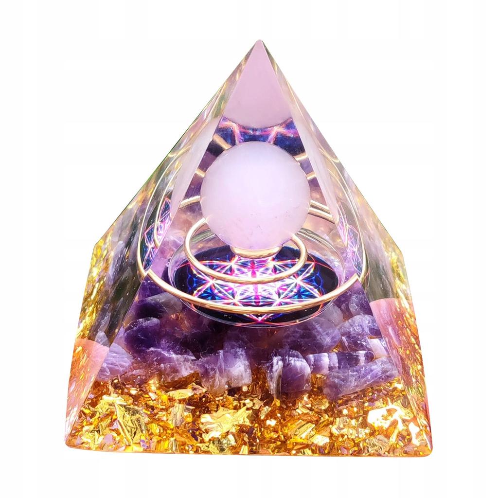 Pyramid Orgonite + Led Lamp Base 5Cm Crystal Stones Amulet 5Cm Hx08