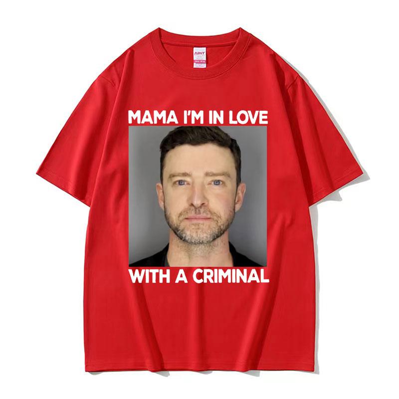 Funny Justin Timberlake Mugshot T Shirt Im in Love with A Criminal Meme T Shirts Unisexs Fashion Casual Cotton Tshirt Streetwear S
