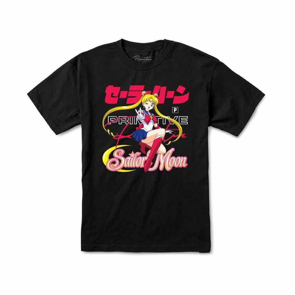 

2026 New Cotton Summer Tshirt Leisure and Comfortable Sailor Moon GUARDIAN II Black Graphic Print Unisexs TShirt S