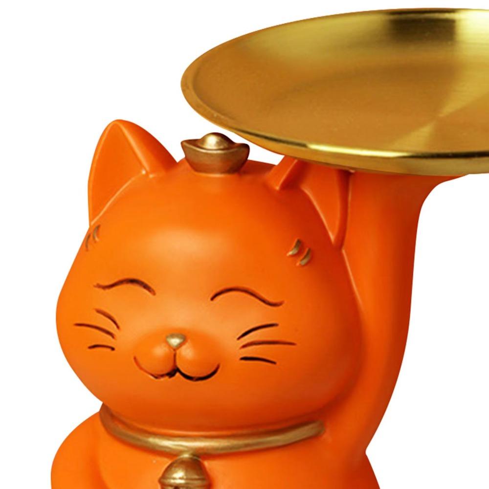 Handicraft Lucky Cat Ornaments Cartoon Resin Storage Rack Multi-purpose Cat Statue Desktop