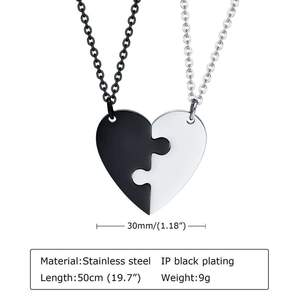 Custom Engrave BFF Friendship Necklaces for 2 Best Friends Gifts, Couple Heart Love Forever Pendant Female BFF Necklaces Set