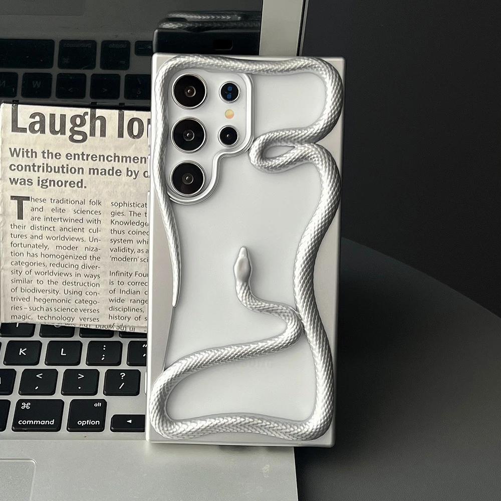 Hollow 3D Snake Phone Case for Samsung S25 Ultra S24 S23 S22 A56 A36 A26 A16 A55 A54 5G Heat Dissipation Soft Cover Funda