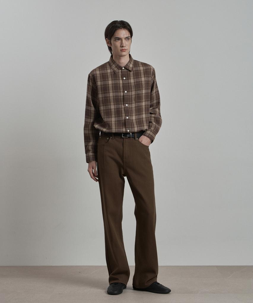 WORK ON BODY OFF Norma Semi-Overfit Check Shirt [Brown]