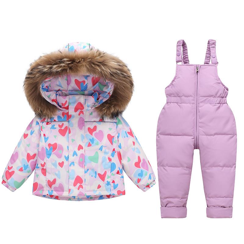 Children's Down Ski Suit Overalls Winter Outer Wear Baby Down Jacket Children