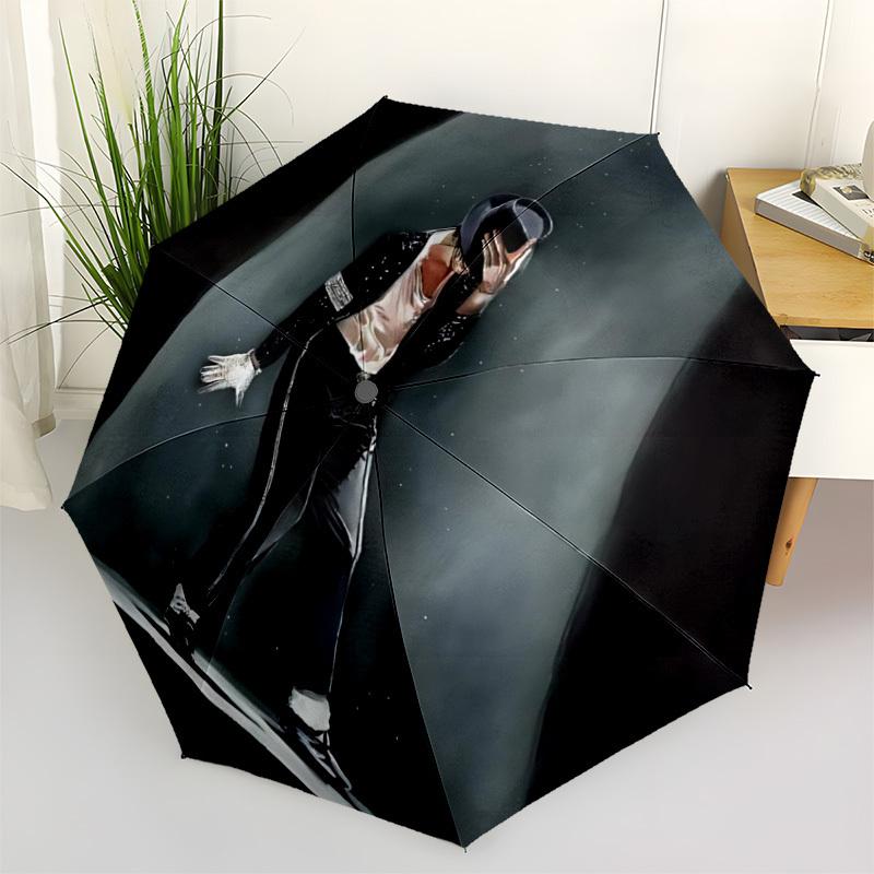 1pc Michael Jackson Dancing Icon Automatic Folding Umbrella - Compact 8-Rib Design, Durable Plastic & Iron, Daily Use F104005