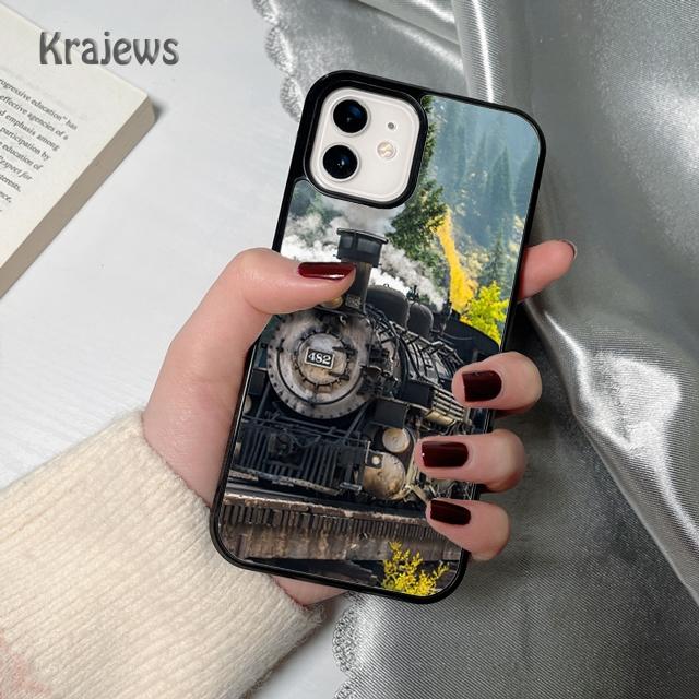 Krajews Vintage Steam Train Railway Phone Case Cover For iPhone 17 Air 16 15 14 plus 12 13 pro max coque Fundas