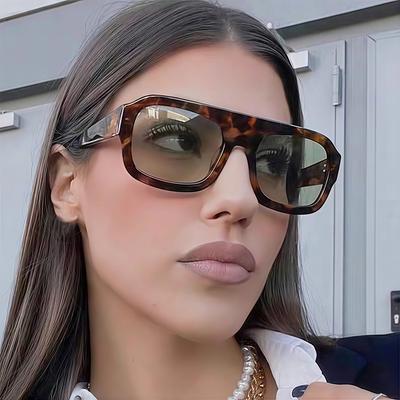 Personalized Leopard Print Frame Sunglasses For Women, Uv Protection For Driving, Square Sunglasses For Men