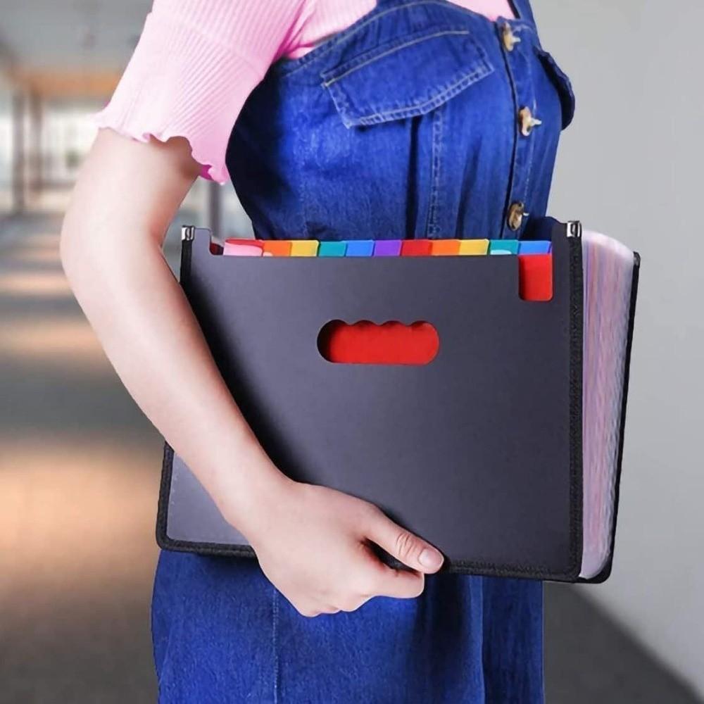13/25 Pockets Accordion File Folder A4 Multi-Layer File Bag Portable Expanding File Box Student