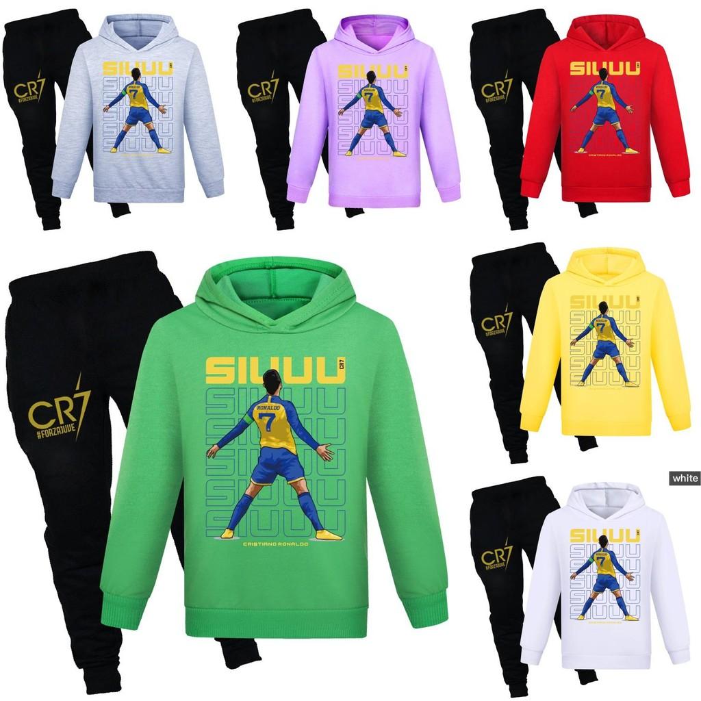 Cr7 Print Kinder Trui en Broek Set Met Zachte Katoenen Stof Voor Middelbare Scholieren