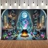 Halloween Theme Photography Background Full Moon Magic Potions Witch Kids Family Party Deco Banner Supplies Photo Backdrop5