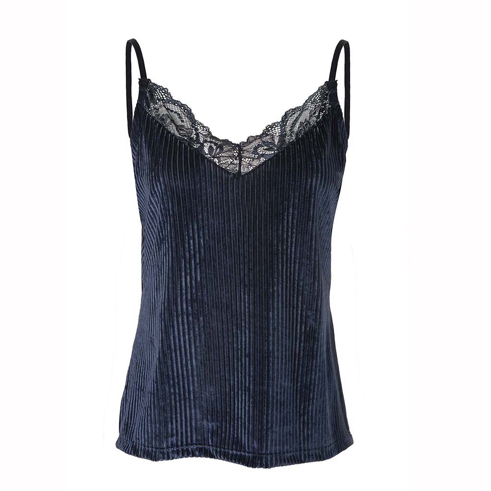 

Темно-синяя бархатная майка с ремешками NBB