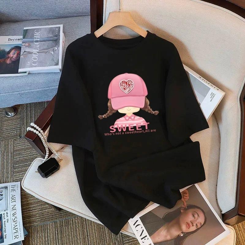 Tricou cu mânecă scurtă din bumbac pur, alb, pentru femei, de vară, nou, de dimensiuni mari, design lejer, imprimat, subțire, cu mânecă jumătate