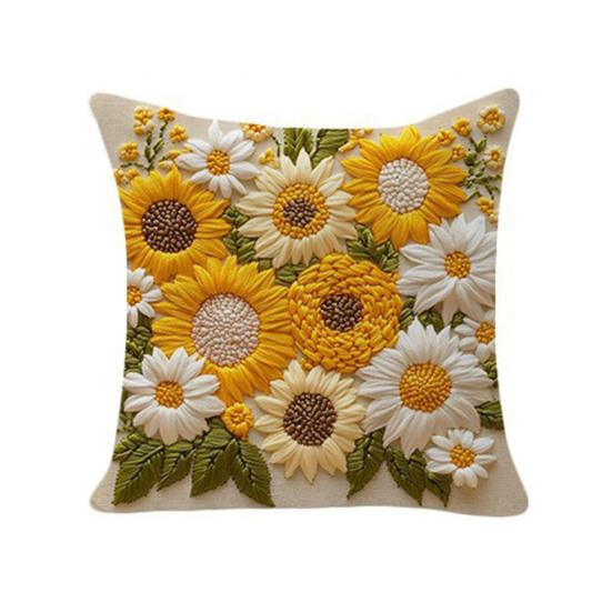 Sunflower Throw Pillow Cover Summer Flowers Cushion Cover Decorative Farmhouse Cushion Case for Home Living Room Couch Bedroom Decor