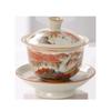 Beige Ru Kiln Sancai Cover Bowl Opening Film Can Feed Tea Bowl Kung Fu Tea Set Large Household Tea Bowl Antique Ceramics