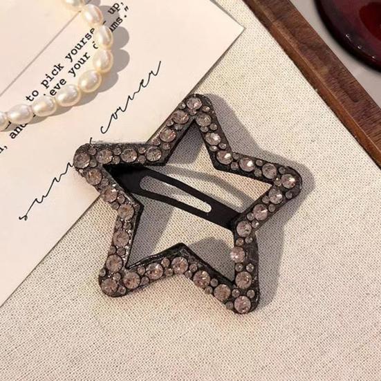 Hairpins Rhinestones Shining Hollow Five-Pointed Star Shape Hair Clips Stable Non-Damaging Hair
