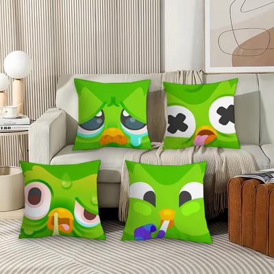 Educational Cartoon D-Duolingo  Pillow Case Office Cushions Suitable For Sofa Car Bedroom Decorative Cushion Cover