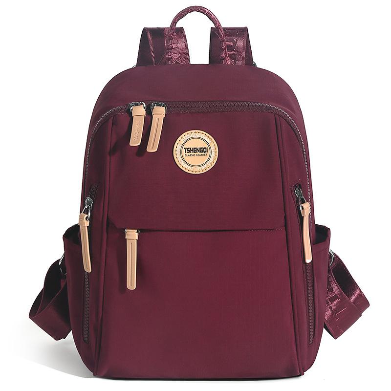 Women's Nylon Backpack with Multiple Zipper Pockets Large Capacity School Bag for Students Daily