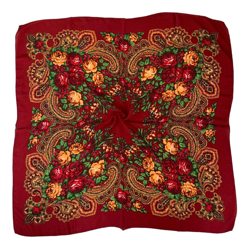 Yunnan Floral Headscarf for Elderly Women, Russian Ethnic Style, Lightweight, Ideal for Work