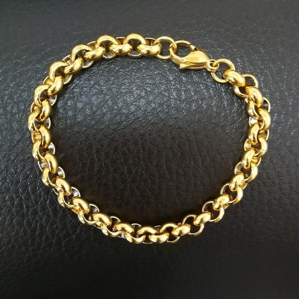 

Мужской женский браслет из нержавеющей стали шириной 7 мм золотого цвета, ювелирные изделия диаметром 18-24 см 19cm