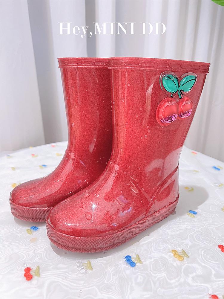 MINI DD2026 Children's Princess Rain Boots - Waterproof, Anti-slip, Mid-calf Shoes for Toddlers & Girls