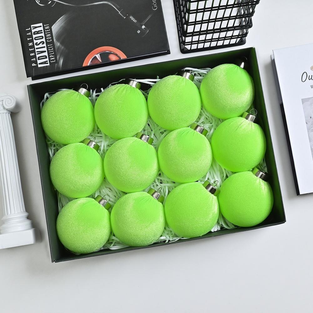 Festive Home Decoration Olive Green Christmas Ball Ornaments Easy Hanging Christmas Balls Christmas Pendant Soft Velvet Texture