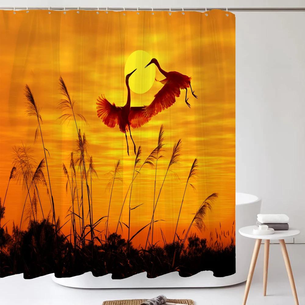 

Sunset Lake Shower Curtain Golden Sky Water Reflection Nature Scene Waterproof Bath Linen Peaceful Bathroom Decor Scenic View W60H190(CM)-1 Pcs