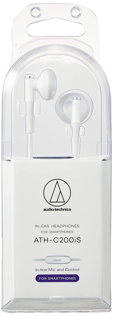 Audio-Technica ATH-C200IS WH Wired Earphones with Microphone, Semi-Open Headphones, White