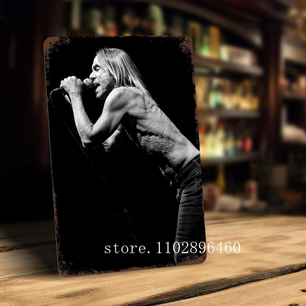 Metalowe tabliczki i szyldy z motywem zespołu Iggy Pop Band, dekoracje ścienne, zabytkowe blaszane tabliczki, plakat z motywem kapitana, dekoracja ścienna do baru, pubu i klubu