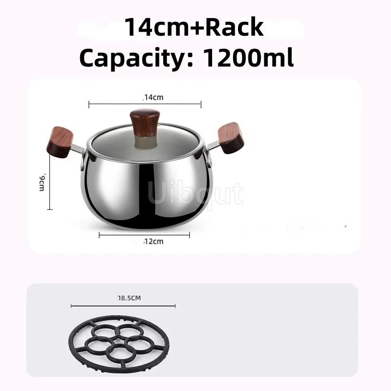 316 Stainless Steel Milk Saucepan with Lid Round Pasta Pot Cookware Stockpot Stovepot for Hotel Camping Restaurant 12 14cm