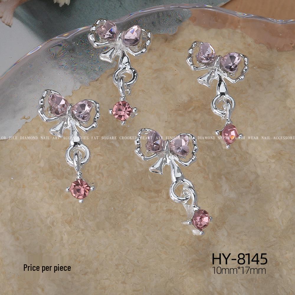 Silver Star Moon & Pink Heart Tassel Nail Rhinestone Ornaments