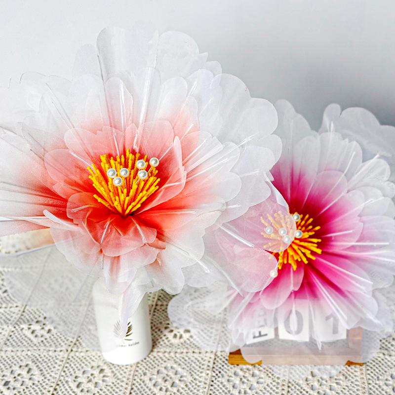 1Pc Wedding Decoration Outdoor Activity Decoration Fluffy Petals Window Decoration Artificial Peony Large Mesh Yarn Beautiful