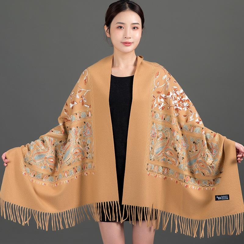 70 * 200cm Autumn And Winter New Women'S Solid Color Versatile Simple Tassel Imitation Cashmere Double-Sided Scarf Warm Scarf Atmosphere Shawl