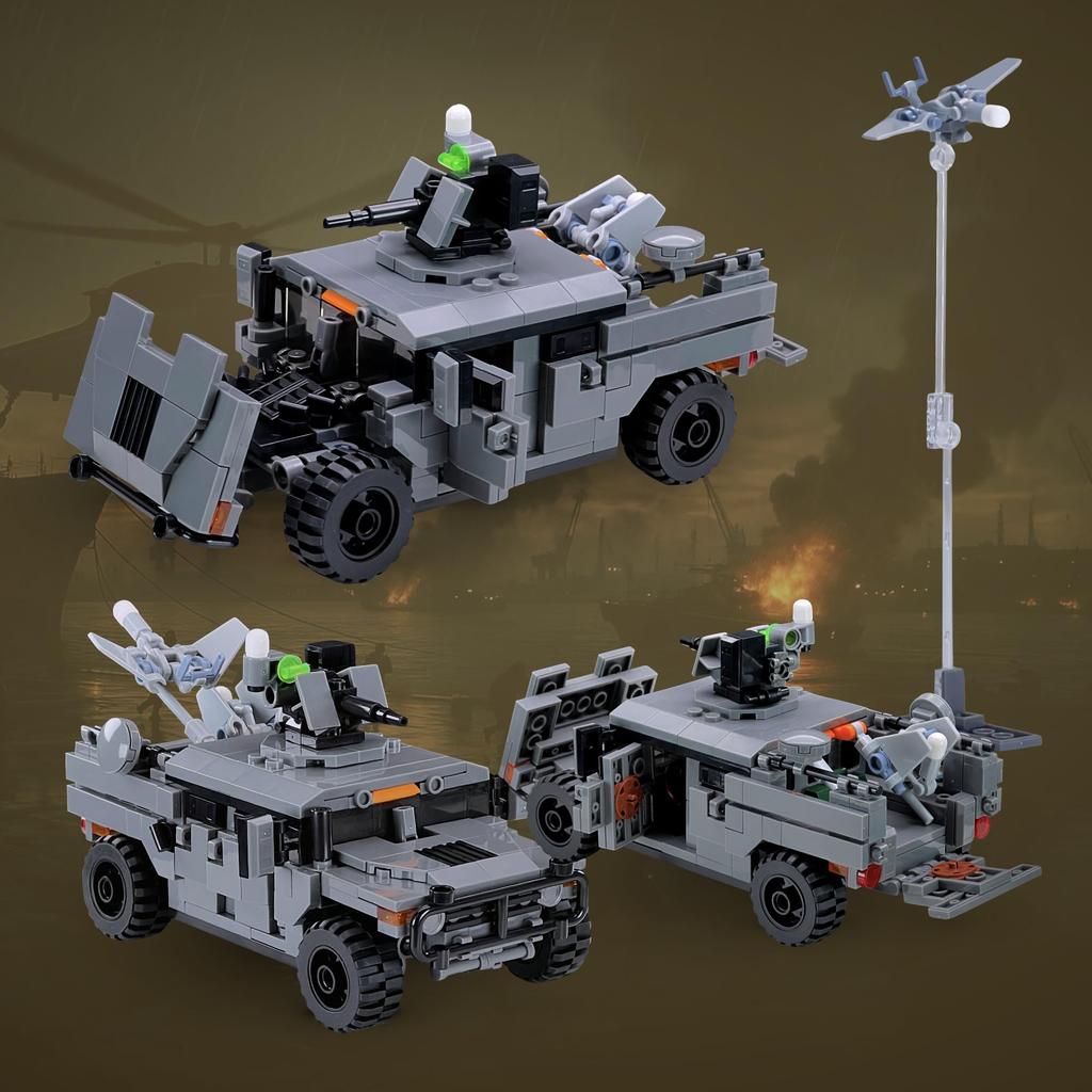MyBuild Armed Forces Drone Command Vehicle 6022 - Military Building Blocks  Includes Scout Drone, Turret, and Missile Rack  Building Set  Ages 14+