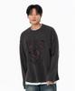 MOZMOZ Brother Graphic Pigment Long Sleeve Charcoal